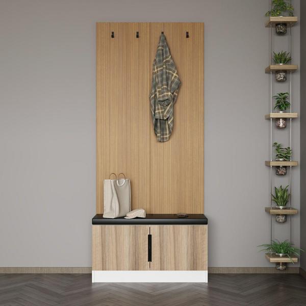 Minar Kale Dekor Panel Ayakkabılık Minderli Beyaz Dore Plus - Image 1