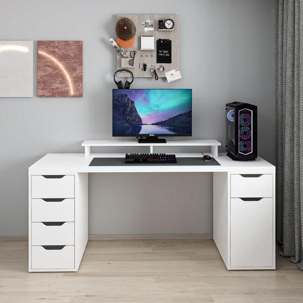 Alen 180 Cm 5 Çekmeceli Dolaplı Çalışma & Oyuncu Masası - Beyaz - Image 1