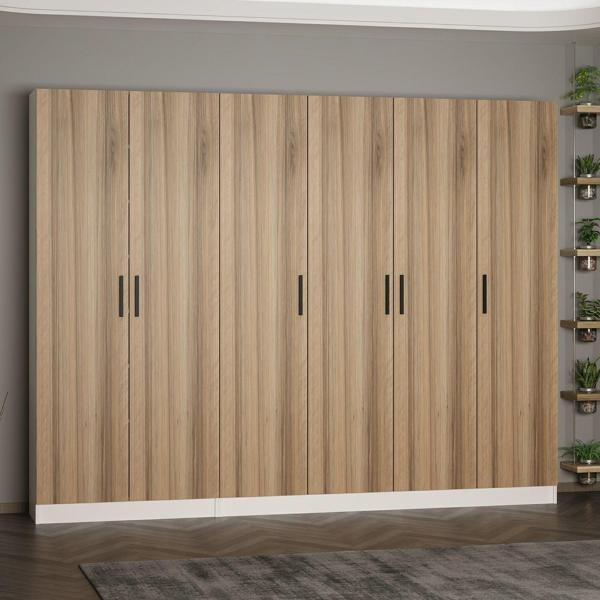 Minar Kale 210 Cm 6 Kapaklı 4B Raf Portmanto Beyaz Dore - Image 1