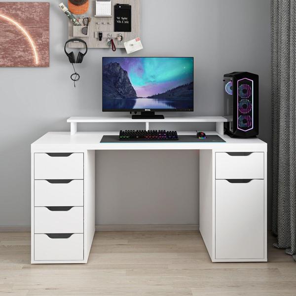 Alen 150 Cm 5 Çekmeceli Dolaplı Çalışma & Oyuncu Masası - Beyaz - Image 1