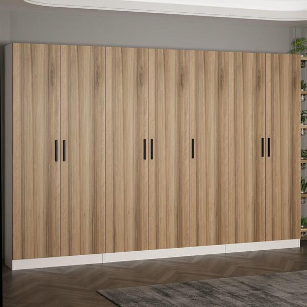 Minar Kale 210 Cm 7 Kapaklı 5B Raf Portmanto Beyaz Dore - Image 1