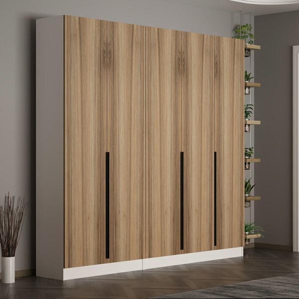 Minar Kale 210 Cm 5 Kapaklı 3B Raf Portmanto Beyaz Dore Plus - Image 1