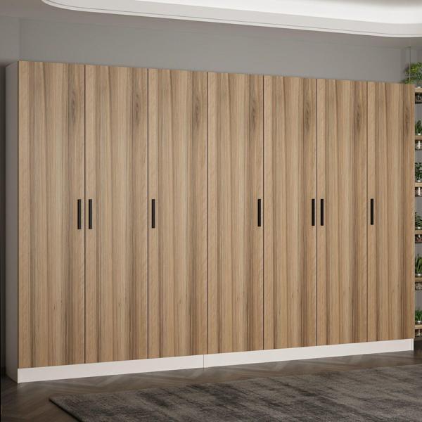 Minar Kale 210 Cm 7 Kapaklı 3B Raf Portmanto Beyaz Dore - Image 1