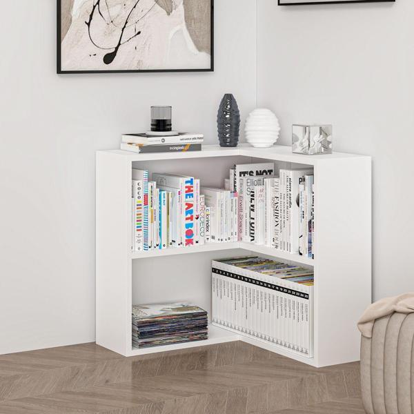 Adel 1 Raflı Köşe Kitaplık - Beyaz - Image 1
