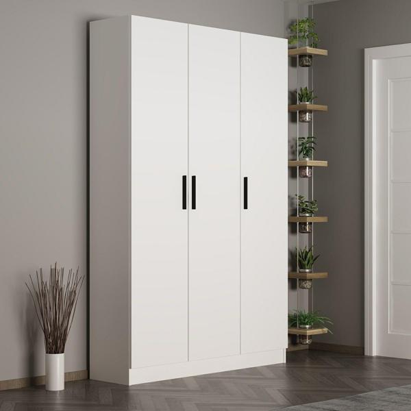 Minar Kale 210 Cm 3 Kapaklı 1B Raf Portmanto Beyaz - Image 1