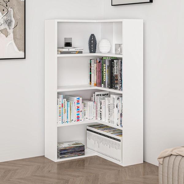 Adel 3 Raflı Köşe Kitaplık - Beyaz - Image 1