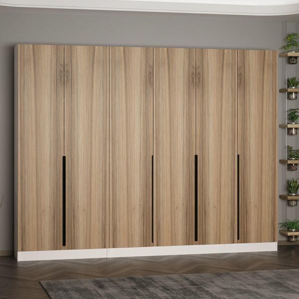 Minar Kale 210 Cm 6 Kapaklı 4B Raf Portmanto Beyaz Dore Plus - Image 1