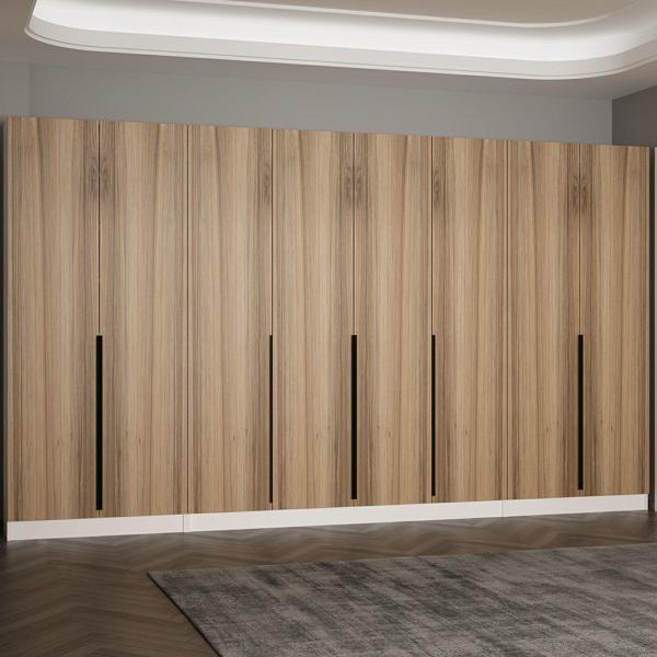 Minar Kale 210 Cm 8 Kapaklı 6B Raf Portmanto Beyaz Dore Plus - Image 1