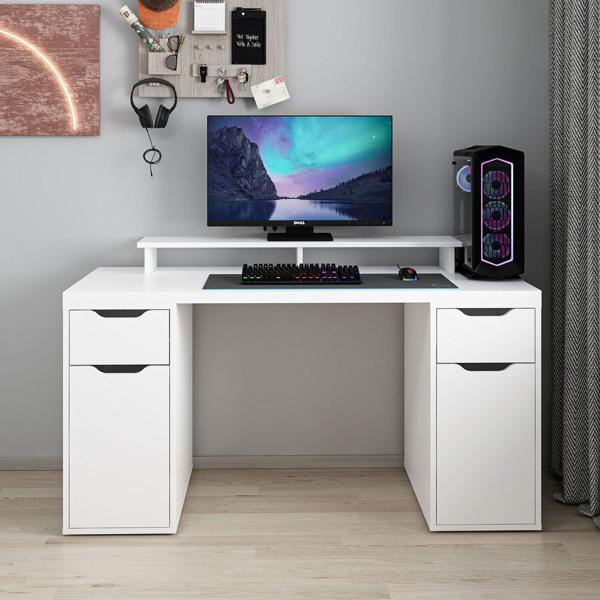 Alen 150 Cm 2 Çekmeceli 2 Dolaplı Çalışma & Oyuncu Masası - Beyaz - Image 1