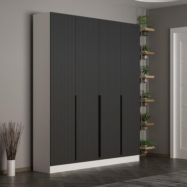 Minar Kale 210 Cm 4 Kapaklı 2B Raf Portmanto Byz Mbr Çizgili Ant - Image 1