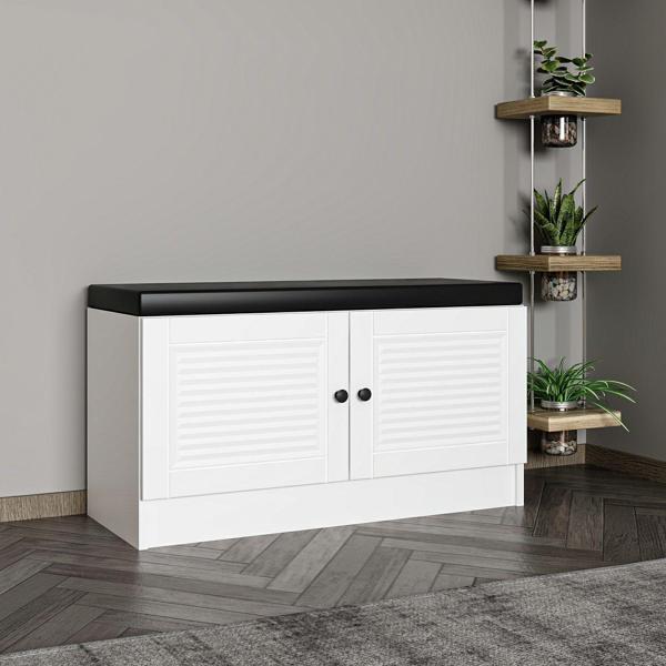 Minar Kale Ayakkabılık Minderli Beyaz Mebran Panjur Beyaz - Image 1