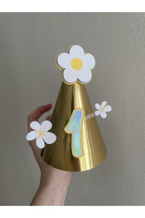 Wenuca Party Shop 1 Yaş Doğum Günü Parti Şapkası İlk Yaş Karton Şapka Fotoğraf Çekimi Şapkası - Image 1