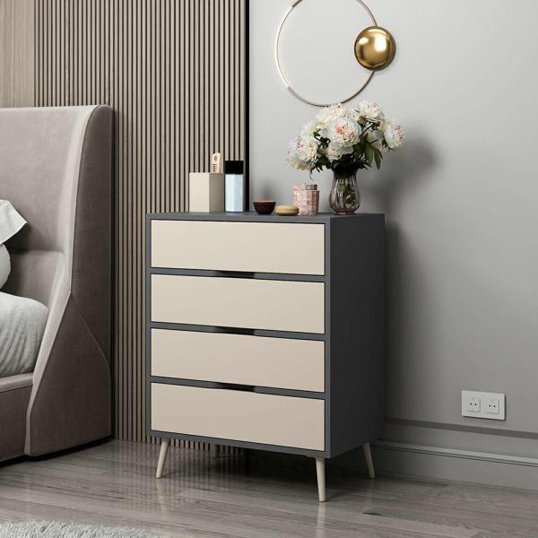 Elina Ayaklı 4 Çekmeceli Şifonyer - Antrasit/Kumtaşı - Image 1