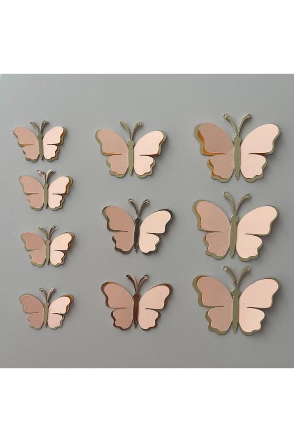 Wenuca Party Shop 10'Lu Somon Gold Kelebek Doğum Günü Süsü, Pasta Süsü, Balon Süsü - Image 1