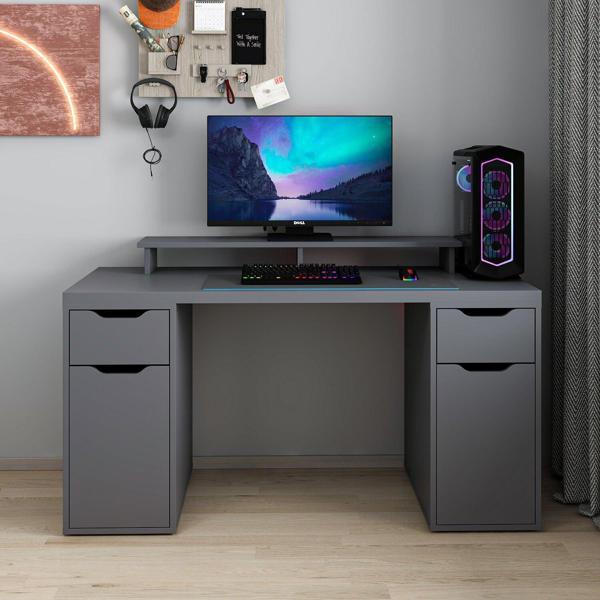 Alen 150 Cm 2 Çekmeceli 2 Dolaplı Çalışma & Oyuncu Masası - Antrasit - Image 1