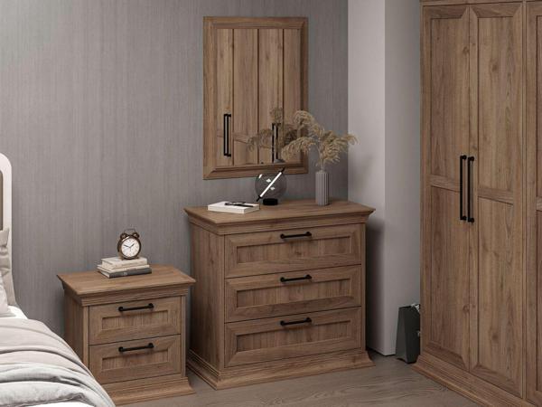 Retro 3 Çekmeceli Şifonyer - Rahle Ceviz - Image 1