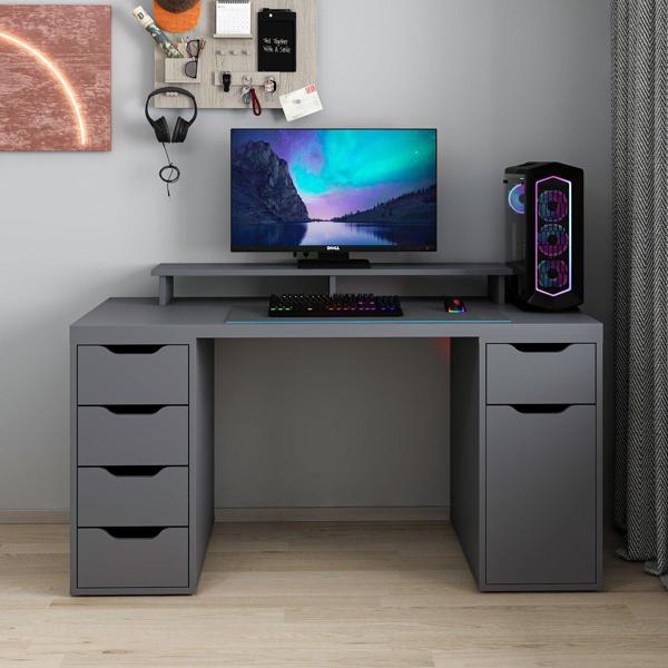 Alen 150 Cm 5 Çekmeceli Dolaplı Çalışma & Oyuncu Masası - Antrasit - Image 1