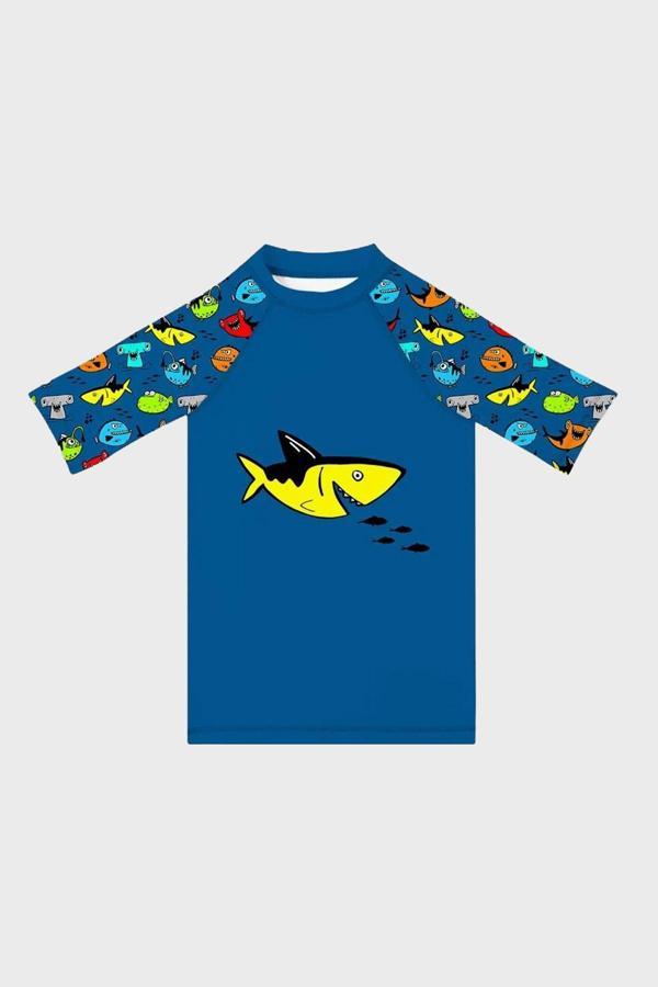 Slipstop Aquatic Desenli Kolay Kuruyan Uv Korumalı Erkek Çocuk T Shirt ST2531000001 PETROL - Image 1