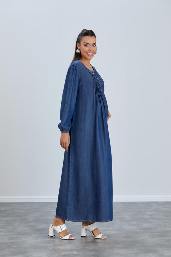 IŞŞIL 455-Nervürlü Sıfır Yaka Liyosel Hamile Elbise - Image 1