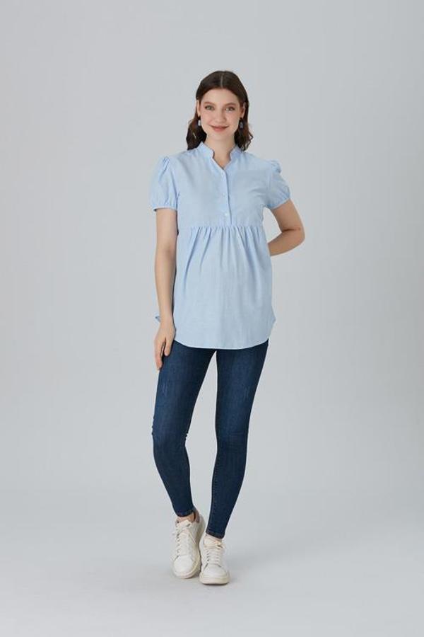 IŞŞIL B032-Karpuz Kol Emzirmeli Pamuk Gömlek - Image 1