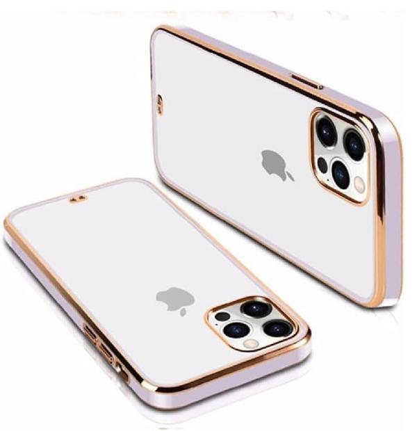 Şeffaf Kılıf iPhone 12 Pro Max için, Altın Renkli Çerçeveli, Ultra İnce Koruyucu Telefon Kapağı - Image 1