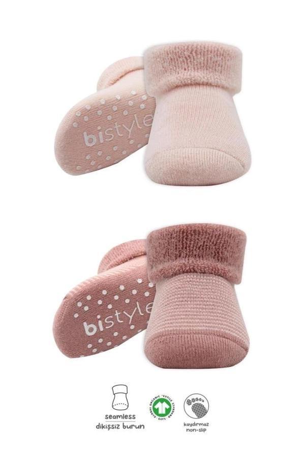 BFS   Bistyle Çemberli Kaymaz Havlu Soket Çorap 2'Li BS10503 Pudra Pembe - Image 1