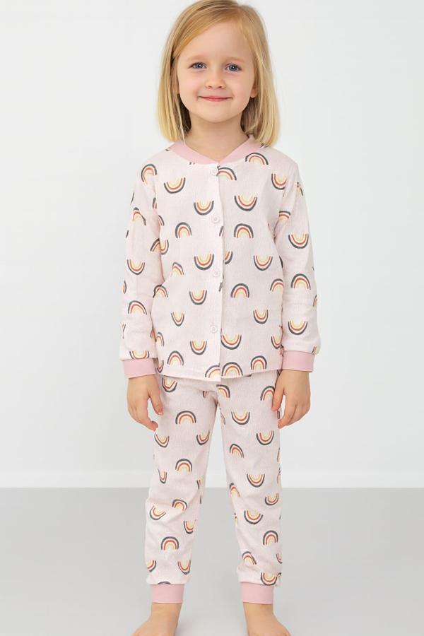 Gökkuşağı Desenli Kız Çocuk Pijama Takım - Image 1