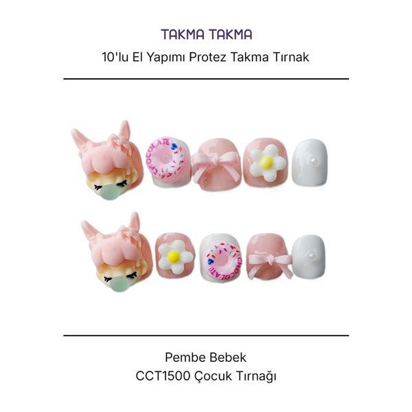 10'lu Renkli Uzun Badem CCT1500 Tekrar Kullanılabilir El Yapımı Protez Takma Tırnak Renkli-M - Image 1