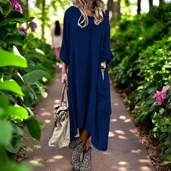 Yazlık Cepli Salaş Keten Elbise - Image 1