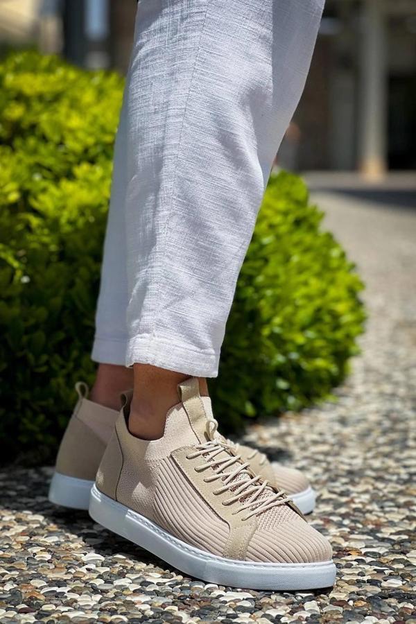 BİÇOMİ KB-112   Kuback Bej Triko Bağcıklı  Günlük Erkek  Ayakkabı - Image 1