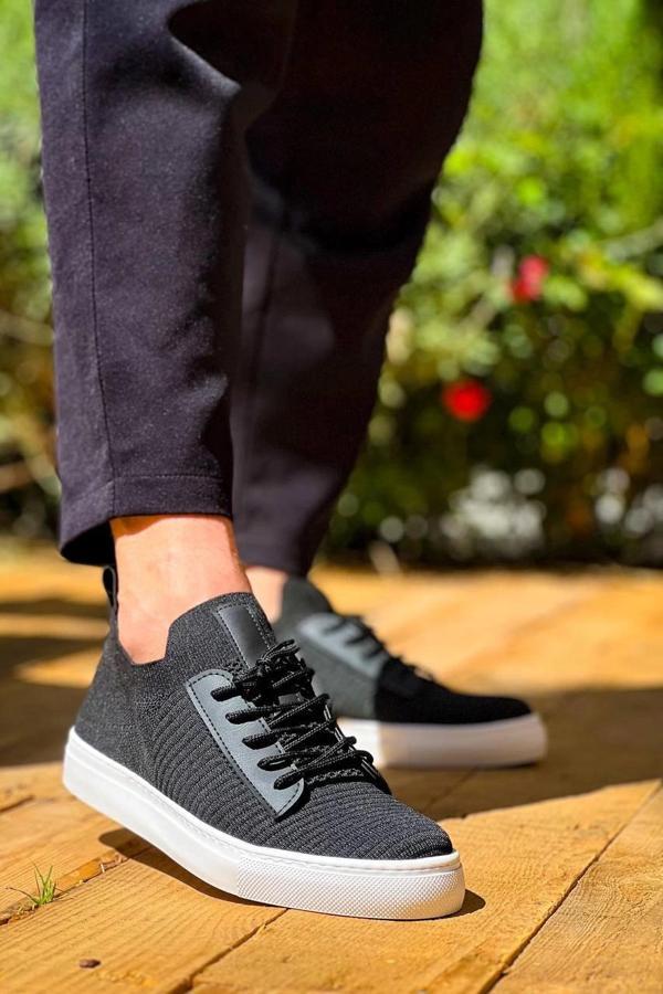 BİÇOMİ KB-110  Kuback BACK Siyah Triko Yüksek Taban Bağcıklı Günlük Erkek Ayakkabı - Image 1