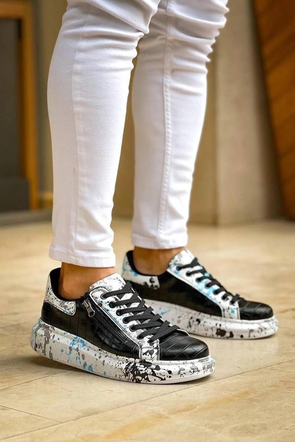 BİÇOMİ KB-02  Kuback Bağcıklı Crocodile Siyah Mavi Günlük Erkek Ayakkabı - Image 1