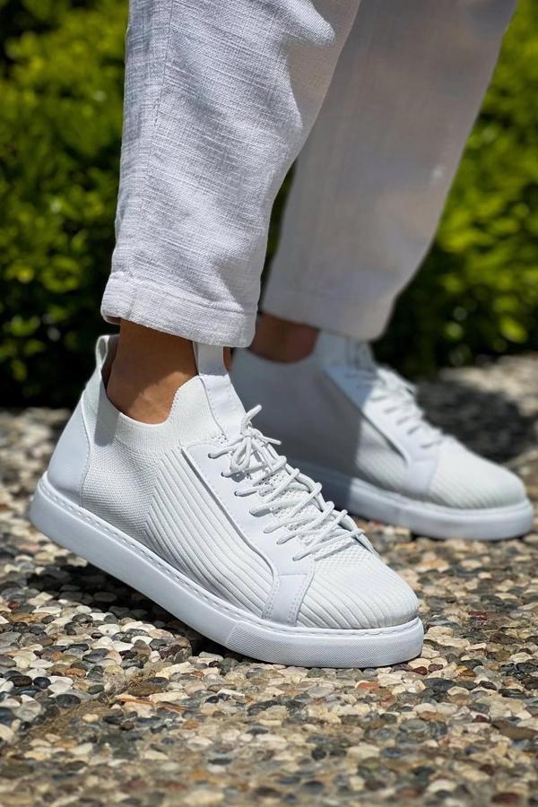 BİÇOMİ KB-112   Kuback Beyaz Triko Bağcıklı  Günlük Erkek  Ayakkabı - Image 1