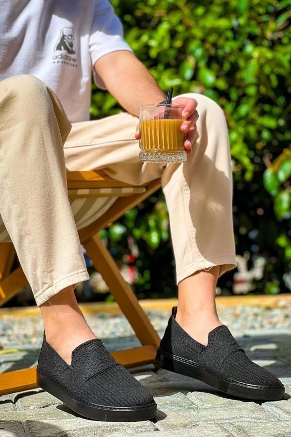 BİÇOMİ KB-114  Kuback Siyah Triko Siyah  Yüksek Taban Bağcıksız Günlük Erkek Ayakkabı - Image 1