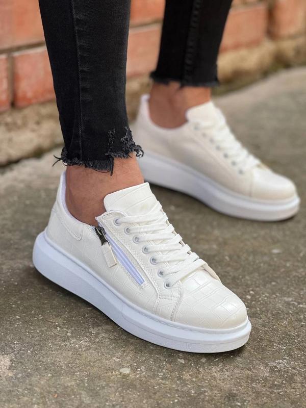 BİÇOMİ KB-309  Kuback Beyaz Fermuar Ve Bağcıklı  Günlük Erkek  Ayakkabı - Image 1