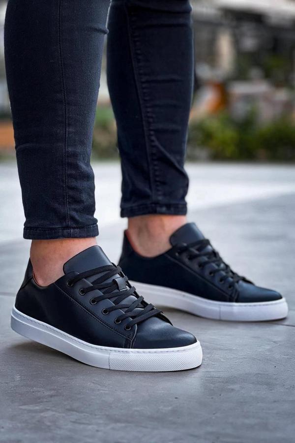 BİÇOMİ KB-122  Kuback Siyah Cilt Yüksek Taban Bağcıklı Günlük Erkek Ayakkabı - Image 1