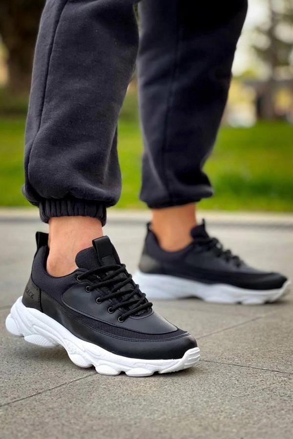 BİÇOMİ KB-707  Kuback Siyah Cilt Yüksek Taban Bağcıklı Günlük Erkek Ayakkabı - Image 1