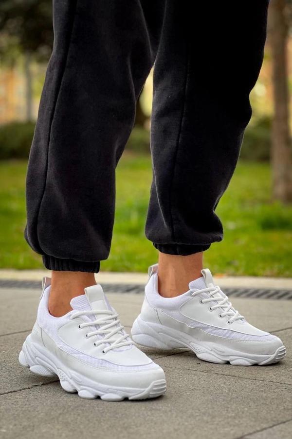 BİÇOMİ KB-707  Kuback  Beyaz Cilt Yüksek Taban Bağcıklı Günlük Erkek Ayakkabı - Image 1