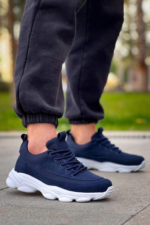 BİÇOMİ KB-707  Kuback Lacivert Süet Yüksek Taban Bağcıklı Günlük Erkek Ayakkabı - Image 1