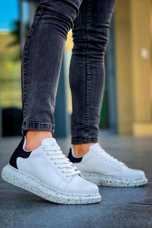 BİÇOMİ KB-X500  Kuback Beyaz Siyah  Yüksek Taban Bağcıklı Günlük Erkek Ayakkabı - Image 1