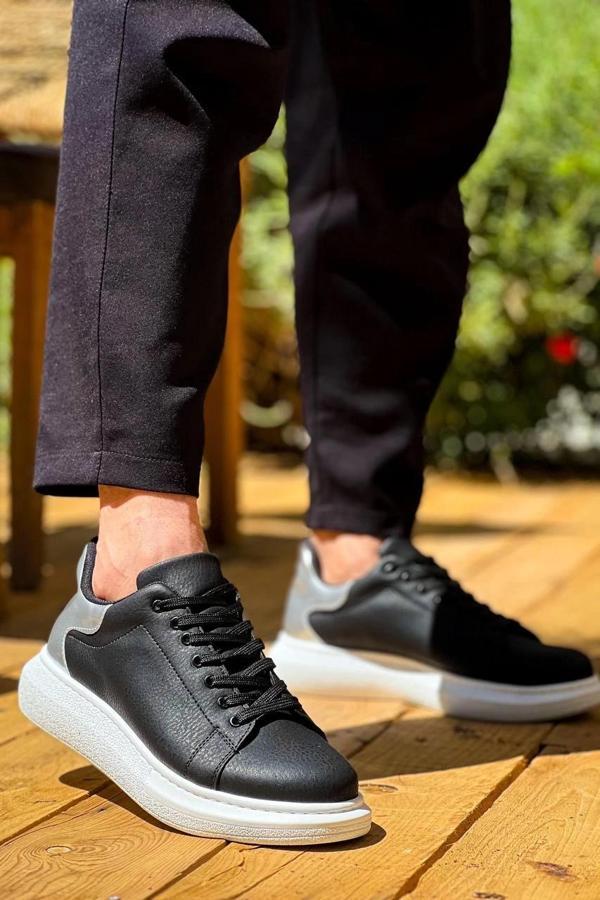 BİÇOMİ KB-X500  Kuback  Siyah Gümüş Yüksek Taban Bağcıklı Günlük Erkek Ayakkabı - Image 1