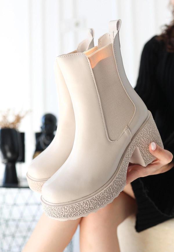 BİÇOMİ Paigo Bej Cilt Topuklu Bot - Image 1