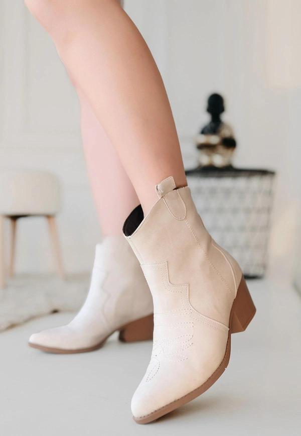 BİÇOMİ Akver Bej Nubuk Topuklu Bot - Image 1