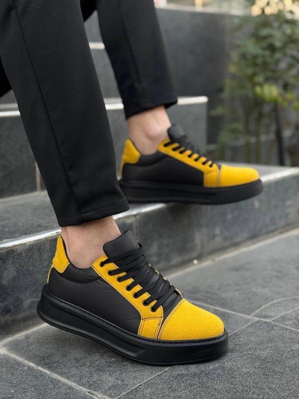 BİÇOMİ KB-X46 Kuback Siyah Sarı Yüksek Siyah Taban Günlük Spor Ayakkabı - Image 1