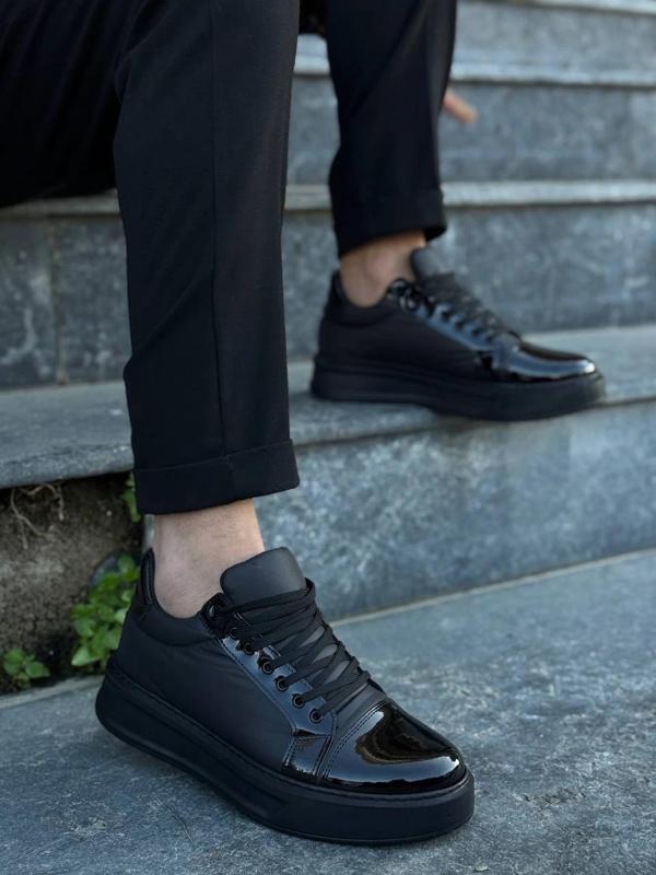 BİÇOMİ KB-X46 Kuback Siyah Rugan Yüksek Siyah Taban Günlük Spor Ayakkabı - Image 1