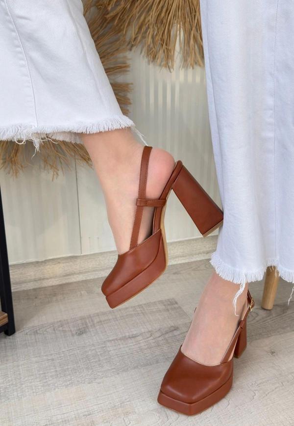 BİÇOMİ Mety Taba Cilt Topuklu Ayakkabı - Image 1