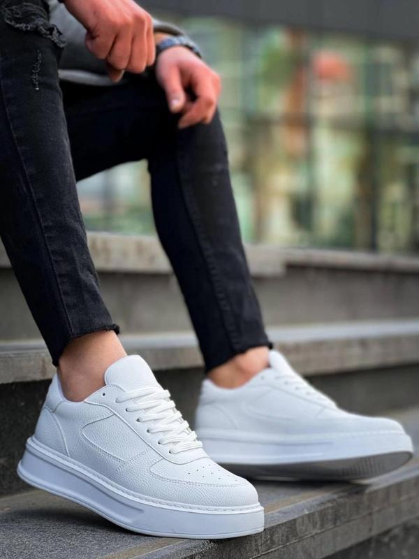 BİÇOMİ KB-X8 Kuback Beyaz Cilt Beyaz Yüksek Taban Günlük Spor Ayakkabı - Image 1