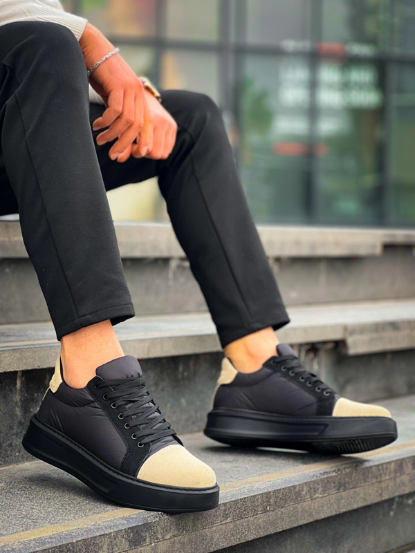 BİÇOMİ KB-X46 Kuback Siyah Bej Yüksek Siyah Taban Günlük Spor Ayakkabı - Image 1