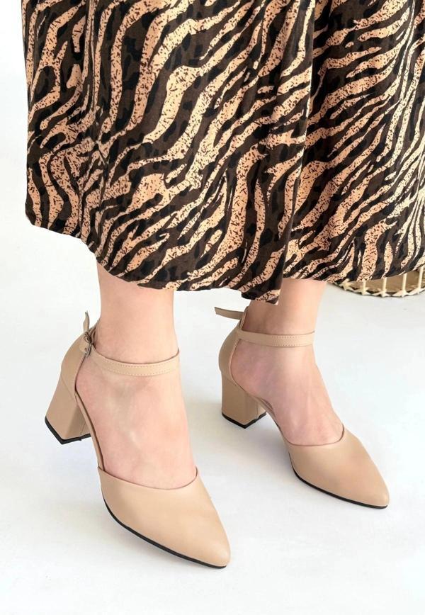 BİÇOMİ Mulen Nude Cilt Topuklu Ayakkabı - Image 1