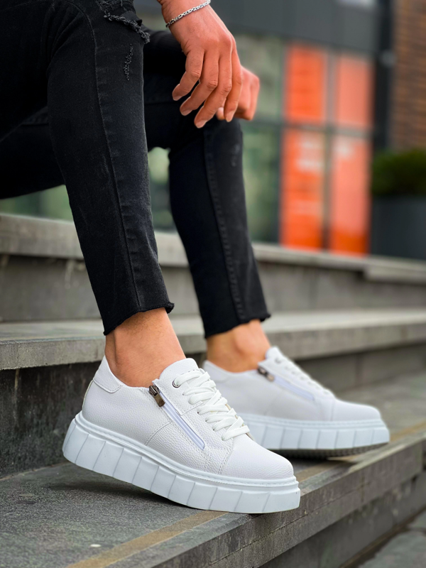 BİÇOMİ KB-X155 Kuback Beyaz Cilt Detaylı Beyaz Yüksek Taban Günlük Spor Ayakkabı - Image 1